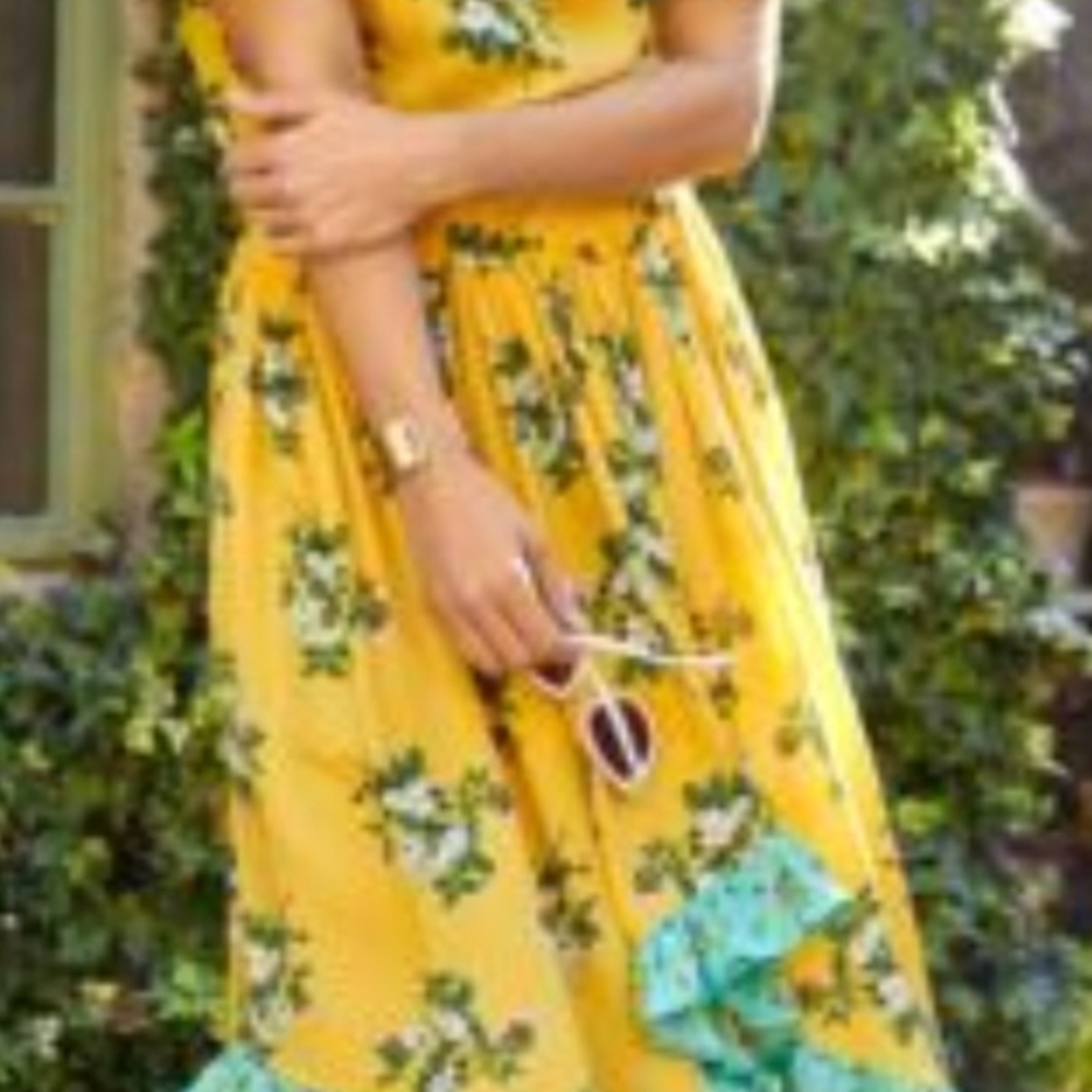 Matilda Jane Yellow Floral Strapless Dress